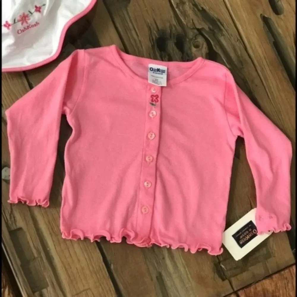 NWT OSHKOSH girls Pink Flowers button-up 2T NWT Embroidered Top toddler